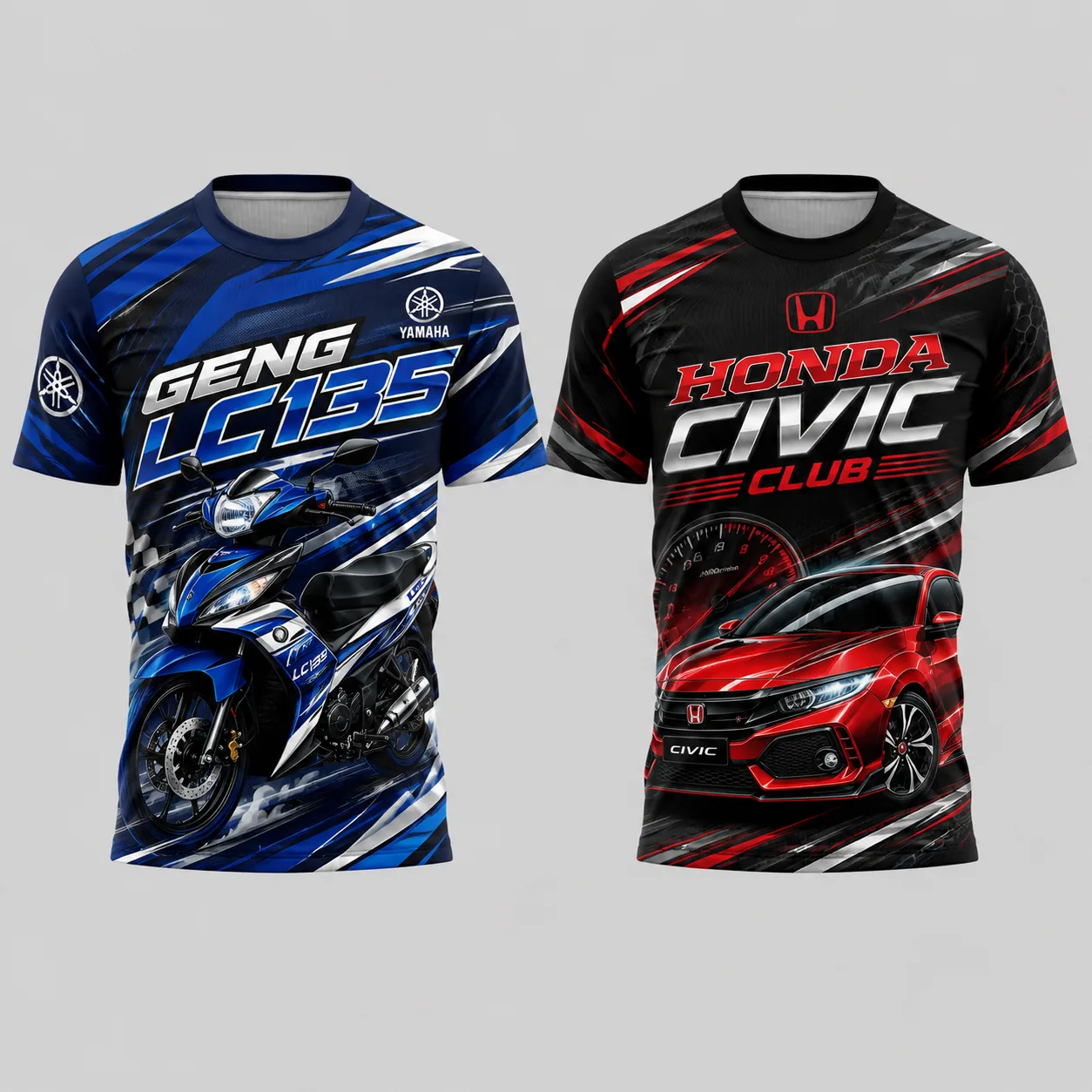 Design baju sublimation jersey motor dan kereta